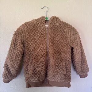 Quilted Plush Girls Hoodie Mocha Jacket
